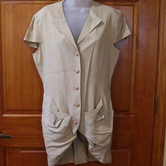 Giorgio Armani Vintage 1980s Cream Ruched Jacket + Mini Skirt Set – Rare Designe - Picture 6 of 16